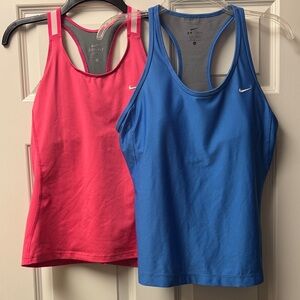 2 Nike Sports Tank Tops - 1 Pink & 1 Blue (Pack of 2) - Size L